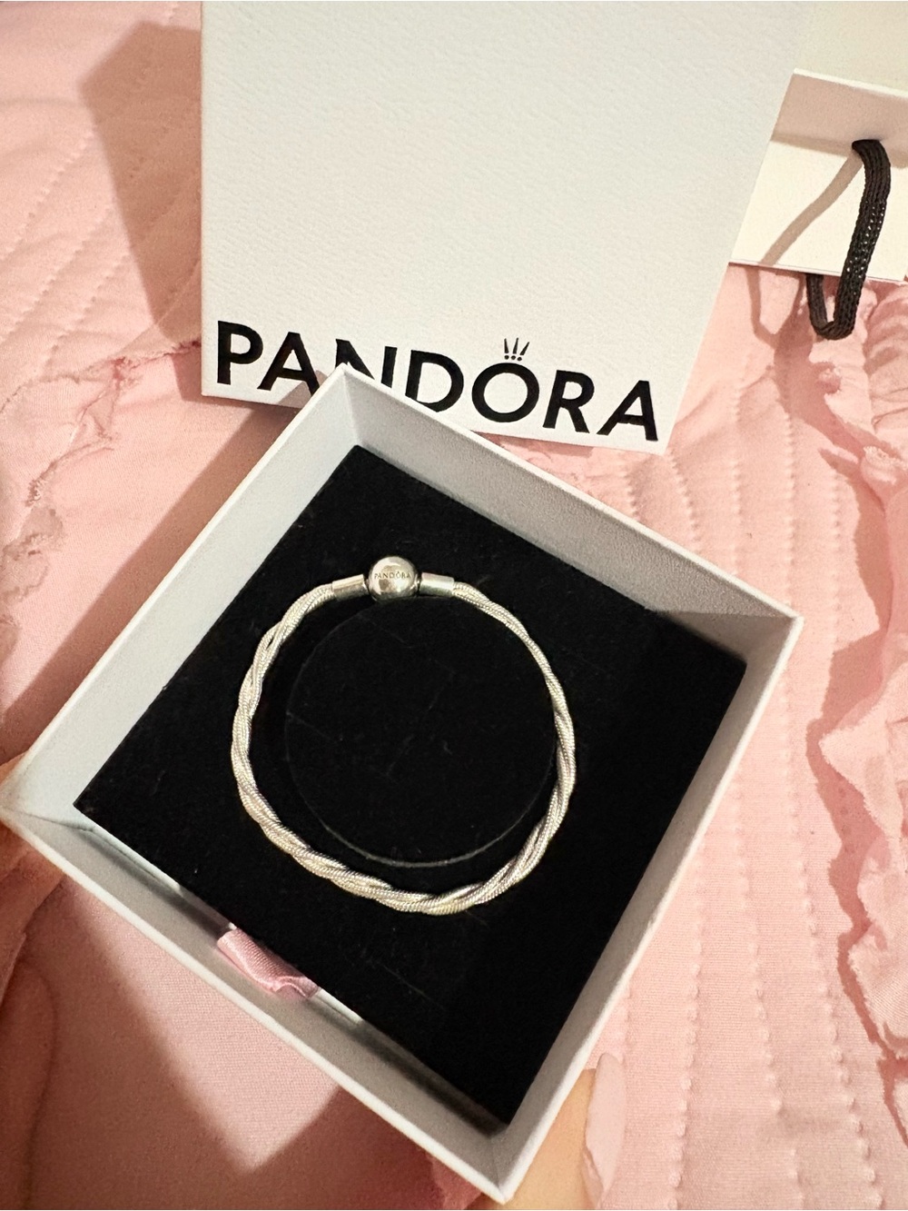 Pandora Silver Twisted Mesh Bracelet - Silver